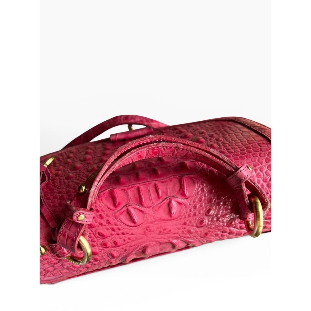 Brahmin Phoebe Taffeta Melbourne Pink Croc Embossed Crossbody Satchel STUNNING - Picture 6 of 16